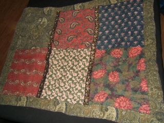 HAND QUILTED Pillowcase FOREST GREEN & WINE RED Pillow Sham STANDARD