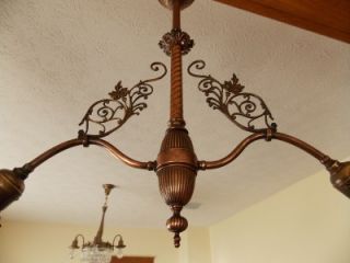 Victorain Early Electric Copper Plate 2 Light Fixture Chandelier