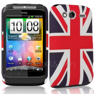 UK Flag Hard Back Case Cover Screen Protector for HTC Wildfire S