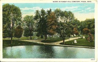 Piqua Ohio Oh Forest Hill Cemetery 1930s Postcard