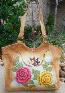 New Hand Painted Genuine Leather Shoulder Bag by Cee Klein The