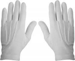 Pair White Formal Gloves Tuxedo Honor Color Guard Parade Santa Mens