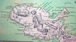  Raspe Le Rouge Map Martinique Inset View of Fort Royal Uncommon