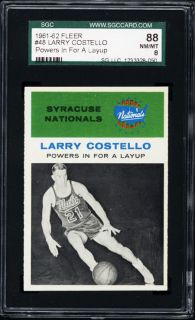 1961 62 Fleer #48 Larry Costello In Action SGC 88