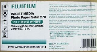 FUJIFILM INKJET MEDIA PHOTO PAPER SATIN 270 20 IN X 100 FT WFWPSAR508