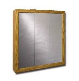 Bathroom Tri View Mirror Medicine Cabinet Oak Frame 24