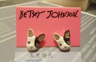 Betsey Johnson French Bull Dog Stud Earrings E023