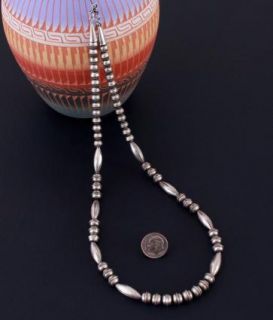 Vintage Navajo Sterling Silver Beads & Melon Handmade Necklace 16 Inch