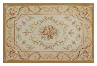  HAND WOVEN Aubusson Area Rug ANTIQUE FRENCH STYLE Wool Flat Weave $500
