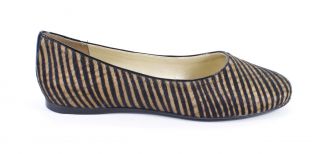 French Sole New York Ground Taupe Striped Haircalf Loafer Flats