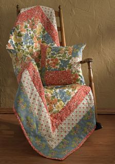 New Park Designs Rue de Marche Quilted Throw French Floral 50x60