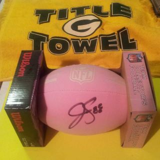 Green Bay Packers TE Jermichael Finley Autographed Pink Football The