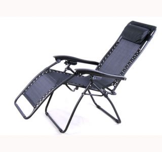  Gravity Lounge chair folding recliner garden Patio Pool Chair Black