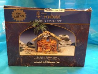 NEW Fontanini Nativity Stable Set Lighted Stable Roman Inc. FREE