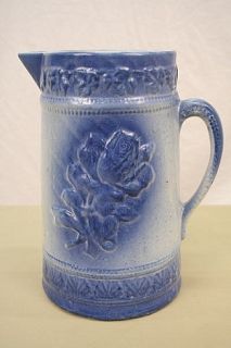  19th C Embossed American Beauty Rose Pattern Stone