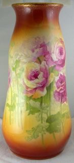  Antique Royal Bonn Germany Franz Anton Mehlem Floral Vase 9½   2377