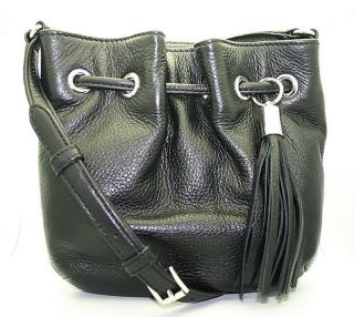 Michael Kors Genuine Leather Ring Tote Crossbody Bag in Black