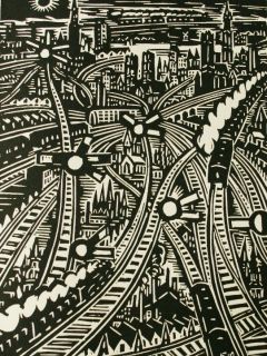 Frans Masereel Rail Traffic  Woodcut Signed Buy 4 for The Price of 3