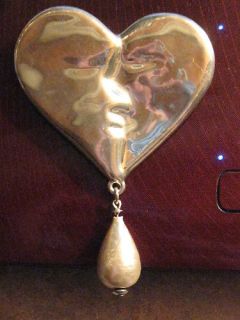 Frederic Jean Duclos Silver Kissing Heart Pendant Pin