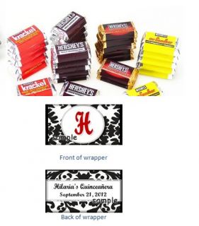50 Hershey Miniature Candy Bar Wrappers Personalized Quinceanera