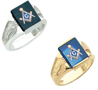 Mens Sterling Silver Gold Masonic Freemason Mason Ring