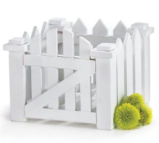 White Picket Fence Flower Planter Wood 5 Box Basket Plant Container