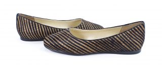 French Sole New York Ground Taupe Striped Haircalf Loafer Flats