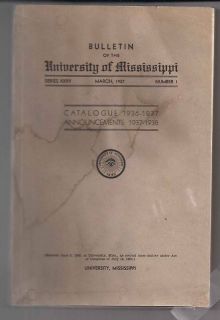 Ole Miss Rebel Catalog 1936 1937 Campus Map Oxford Mississippi