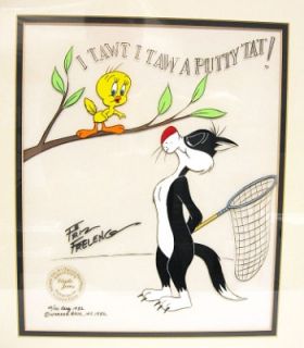 Le Signed Tweety and Sylvester Animation Cel Friz Freleng