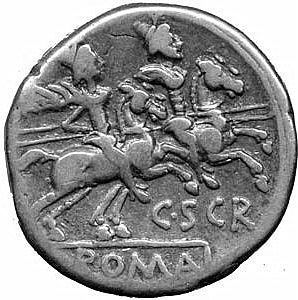 ROME GAIUS SCRIBONIUS DENAR SILVER COIN 154 BC