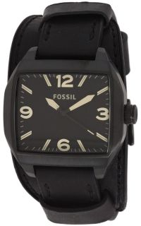 NEW FOSSIL BLACK LEATHER BAND WIDE CUFF MEN S LATEST WATCH JR1386