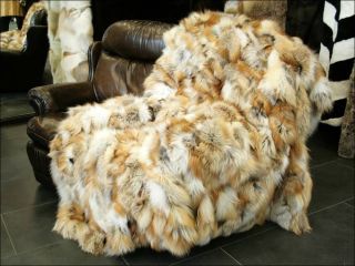 510 Golden Island Fox Sides Fur Blanket Real Fox Fur Rug Genuine Fur