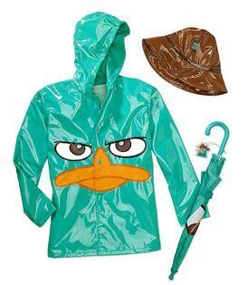 Phineas and Ferb Raincoat Hat Umbrella Set Size 6 7