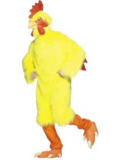  fur chicken costume yellow mask feet fancy dress outfit unisex full