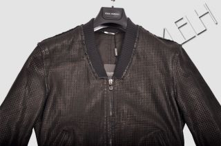 DOLCE & GABBANA RP:2649$ BLACK PERFORATED LEATHER JACKET SS2012