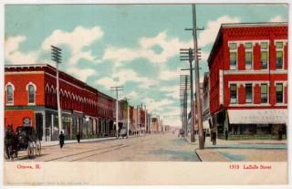 Postcard LaSalle Street in Ottawa Illinois