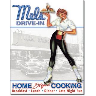 Mels Drive in Diner Car Hop Retro Tin Sign 12 5x16