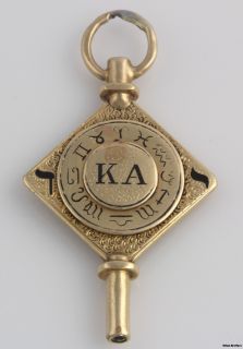 Kappa Alpha Society Vintage Members Key   14k Solid Yellow Gold Fob