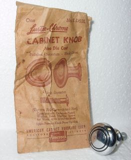 1950 s chrome pull knob w black rings nos