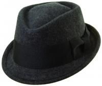 New Frank Sinatra Wool Fedora Hat Black Gray Stingy Brim Diamond Crown