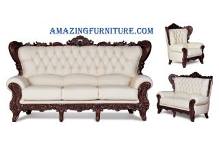 Leather French Provincial Living Room Set Furniture
