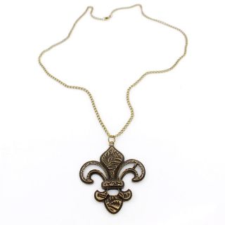 new g old tone simple flower de luce pendant necklace be sure to see