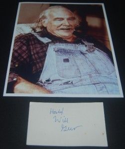 ACTOR WILL GEER SIGNED CARD & GREAT THE WALTONS PRINT D.1978
