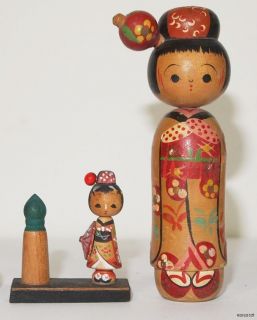 1950S JAPANESE KOKESHI DOLL ( TWO LOVELY MAIKO GEISHA GIRLS )