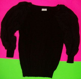 Valentino sweater BLACK blouse 3 4 sheer Silk chiffon sleeves boat