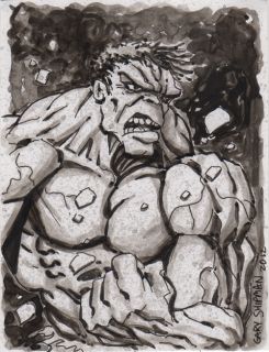  Hulk Original Sketch Card Art Marvel Comics by Gary Shipman