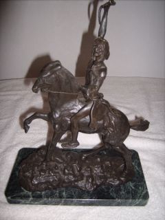 Frederic Remington Scalp Bronze Statue Signed Tiffany