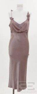 John Galliano Lavender Satin Floral Sleeveless Dress Size US 8