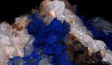 fresh unweathered stalactitic azurite crystals showing the deep blue