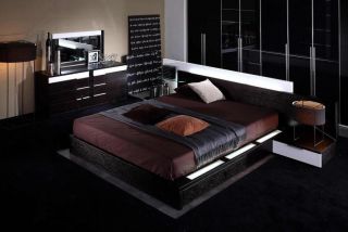 Gamma King Platform Bed with Built in Nightstands and Air Lift Storage